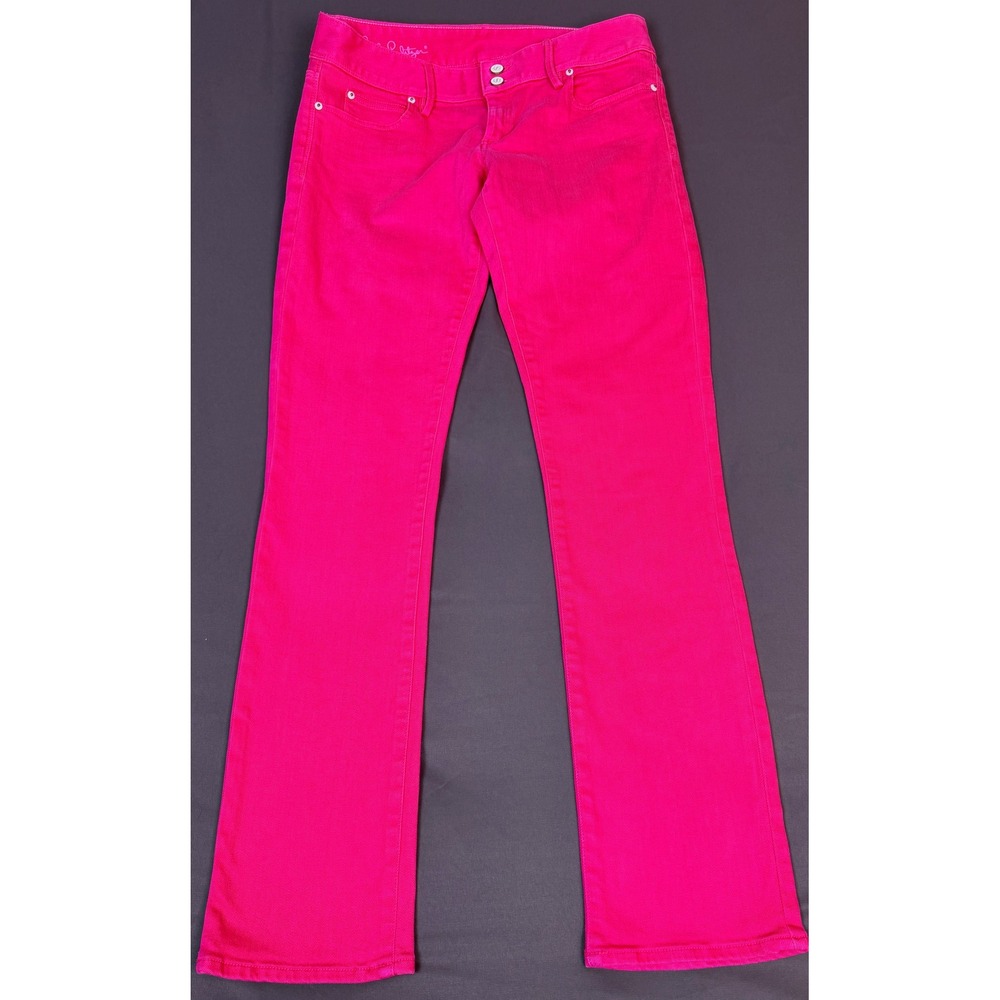 Lilly Pulitzer Worth Straight Jean Women Size 10 Pink Cotton Blend Stretch Pants